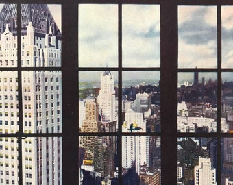 1940s View of New York City from the City Bank Building Original Vintage Print - Mounted and Matted - Available Framed - NYC - Wall Street