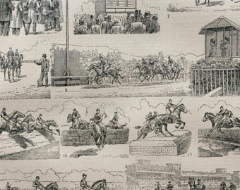 1923 Horse Racing Original Antique Print - Mounted and Matted - Decorative Art - Wall Decor - Sports - Vintage Bar Decor - Racecourse