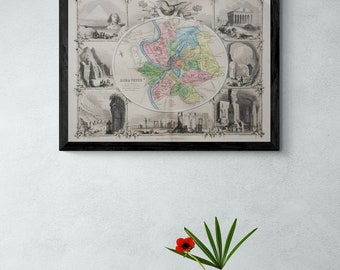 1876 Roma Vetus Original Antique Map - Classics - Ancient Rome - Roman History - Available Framed -  Gift Idea - Vintage Map - Wall Decor