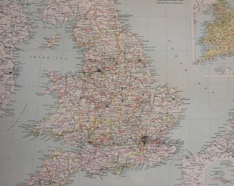 1898 Ecclesiastical Divisions of England and Wales Large Original Antique Ordnance Survey Map - Cartography - Gift Idea