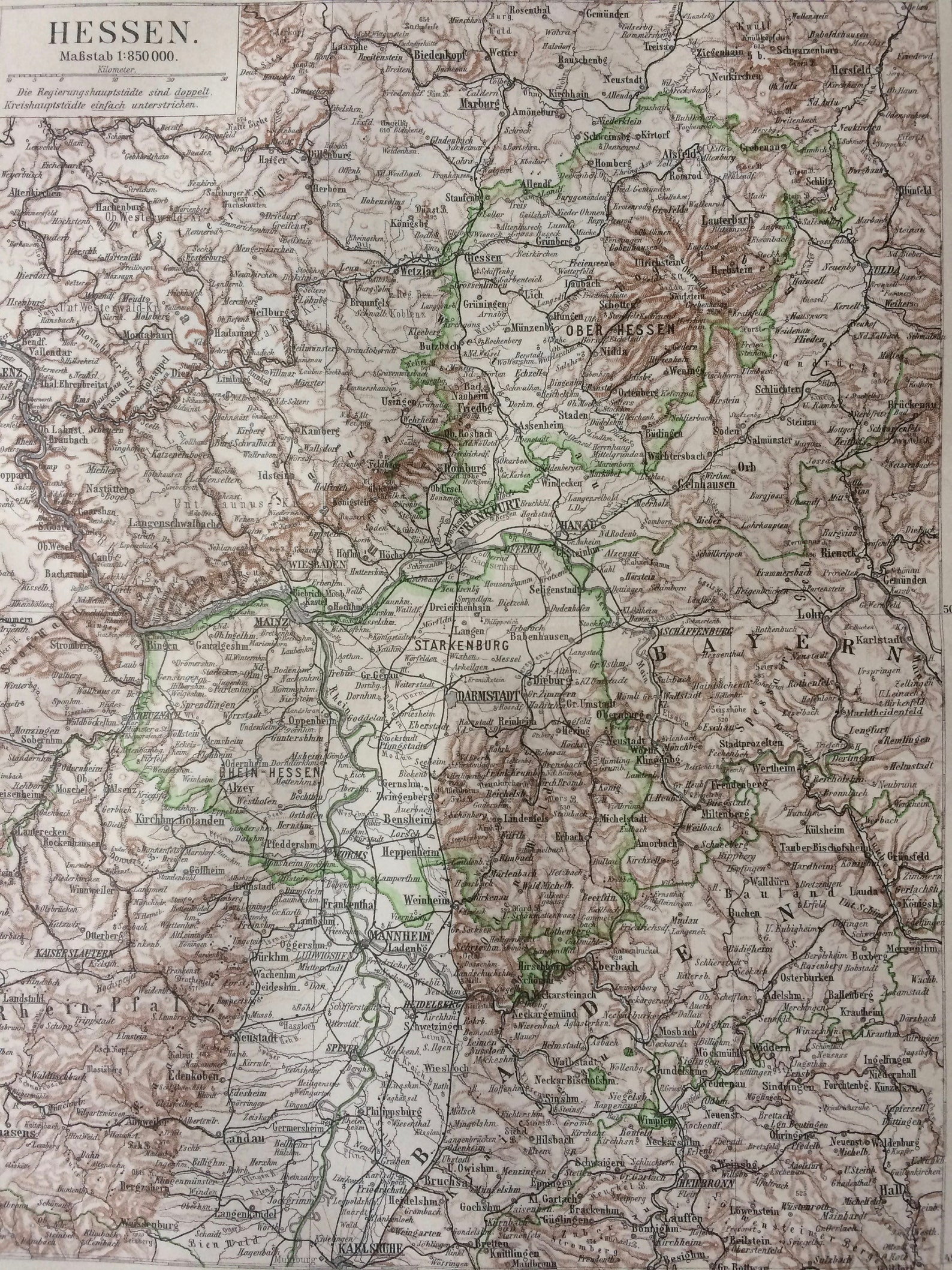 1895 Hessen Province Original Antique Map Available Mounted | Etsy