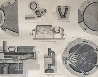 1876 Bread Original Antique print - Available Framed - Bakery - Machinery - Victorian Technology - Victorian Decor