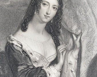 1836 The Maid of Athens Original Antique Print - Lord Byron Poem - Greece - Engraving - Portrait - Mounted and Matted - Available Framed