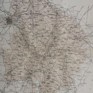 Carte ancienne originale du Warwickshire de 1868 - Comté du Royaume-Uni - Comté d'Angleterre - Décoration murale