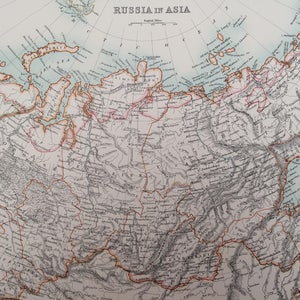 1898 Russia in Asia Large Original Antique A & C Black Map - Siberia - Central Asia - Victorian Wall Decor - Gift Idea