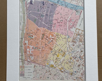 1898 Paris - Quinzieme Arrondissement Original Antique Map - France - Parisian Decor - City Plan - Mounted and Matted - Available Framed