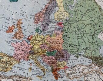 1923 Europe Original Antique Map - Mounted and Matted - Decorative Art - Wall Decor - Political Map - Cartography - Continent Map