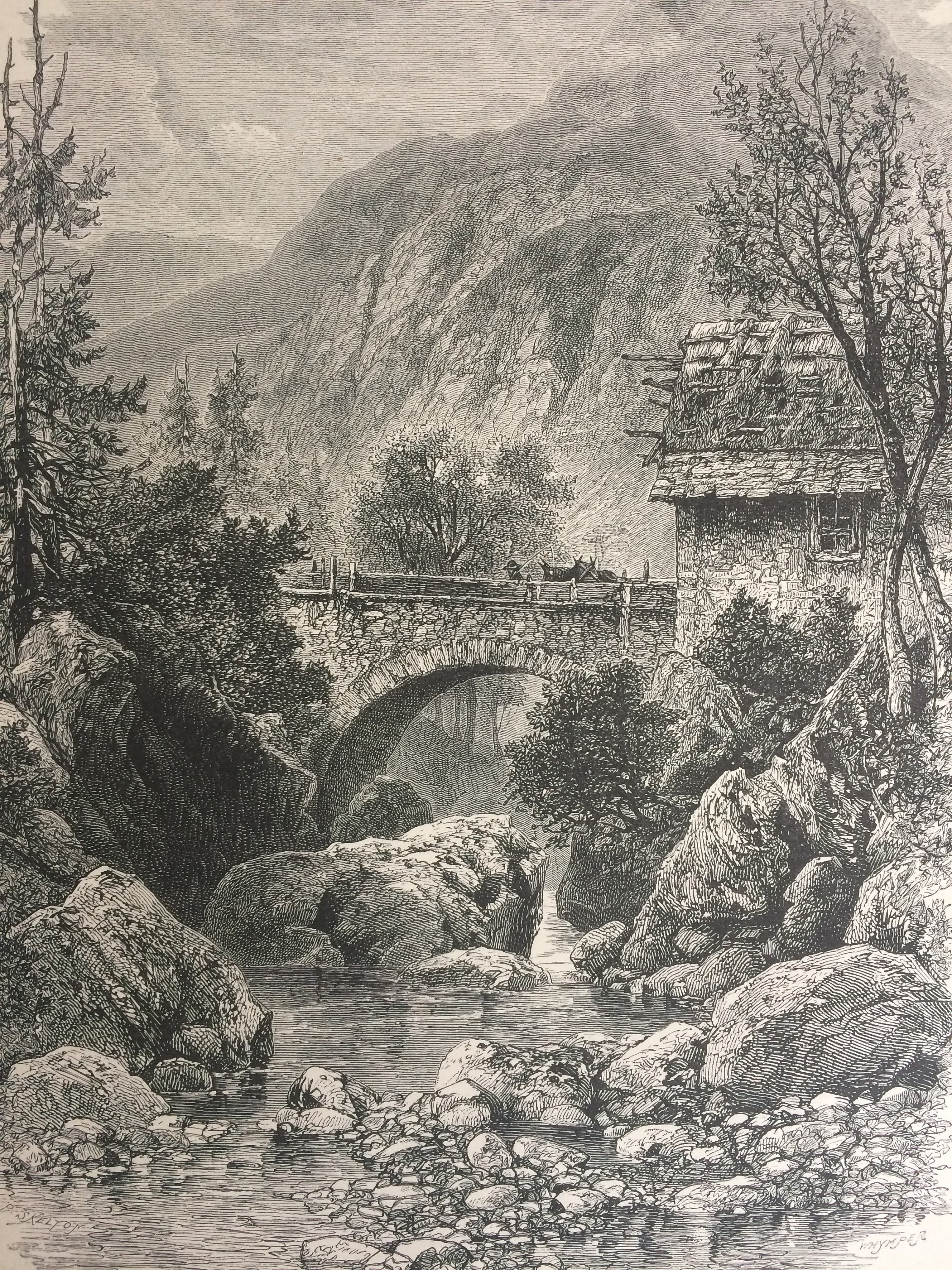 1876 Bridge below Gavarnie Original Antique Wood Engraving - Mounted ...