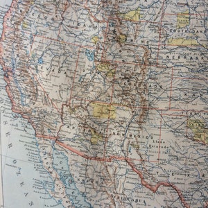 Mapa antiguo original de los Estados Unidos (sección oeste) de 1897 que muestra reservas indígenas - Disponible enmarcado - EE. UU. - Mapa antiguo