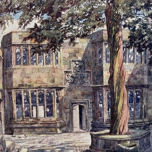 1906 The Courtyard of Skipton Castle Original Antique Print- Yorkshire - Mounted and Matted - Available Framed