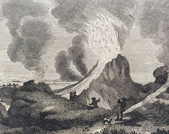 1806 Etna Original Antique Engraving - Volcano - Sicily - Italy - Encyclopaedia - Mounted and Matted - Available Framed