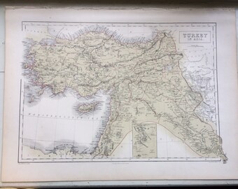 1859 TURKEY in ASIA Large Rare Original Antique A & C Black