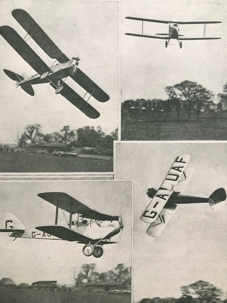 Aircraft 1927 The DH Moth Airplane Mounted and Matted Available Framed Motor Car of the Air Original Vintage Print