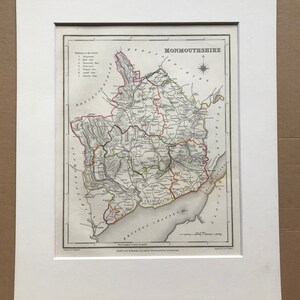 1845 Monmouthshire Original Antique Hand-Coloured Engraved Map - UK County Map - Available Framed - England