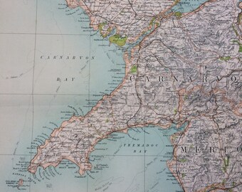 1898 Carnarvon Large Original Antique Ordnance Survey Map - City Plan - England - Britain - Cartography - Gift Idea - Local History