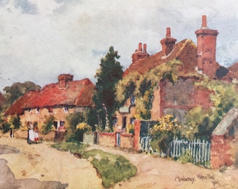 1913 Amberley Original Antique Print - Sussex - England - Mounted and Matted - Available Framed