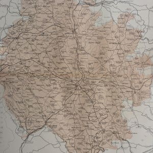 Carte ancienne originale du Herefordshire de 1868 - Comté du Royaume-Uni - Comté d'Angleterre - Décoration murale