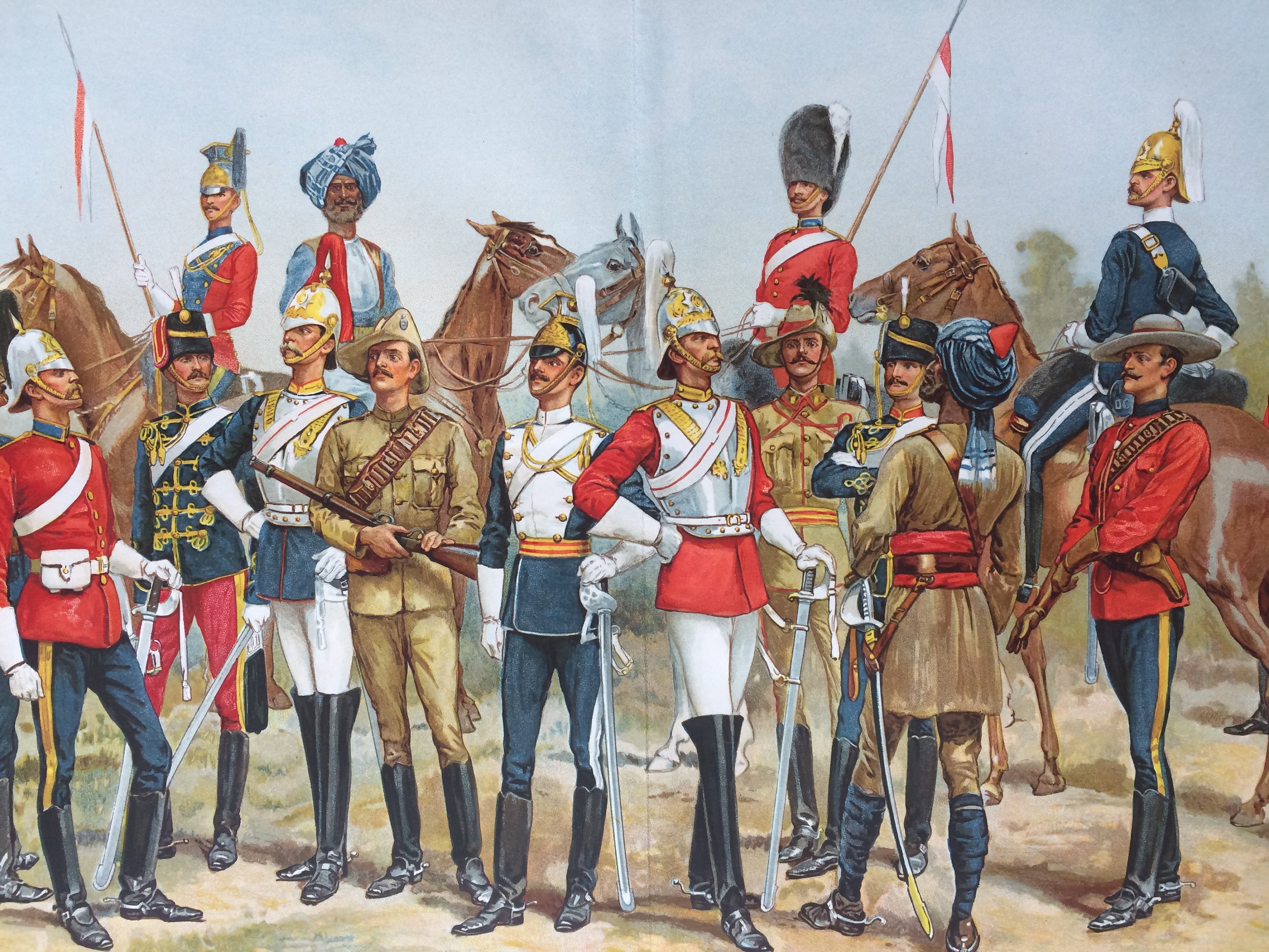 1900 Cavalry Types of British Regiments Original Antique Print 12 x 10 inches Hussar