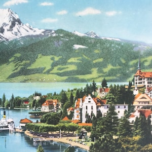 1940s Lake Lucerne, Switzerland Original Vintage Photo Print - Mounted and Matted - Landscape - Mountains - Available Framed