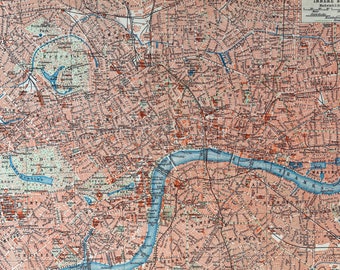 1924 Central London Original Antique Map - City Plan - England - Available Framed