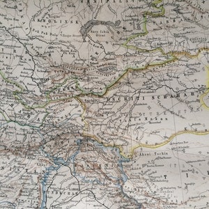 1890 Zentralasien Original antike Karte - gerahmt verfügbar - Turkestan, Afghanistan, Bokhara - Kartographie - Vintage Karte