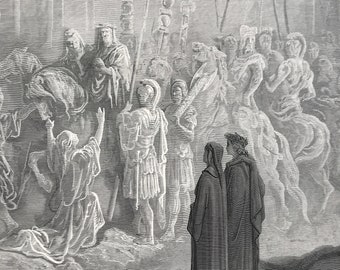 1880 Dante's Purgatory and Paradise Original Antique Gustave Dore Engraving - Dante Alighieri - Mounted and Matted - Available Framed