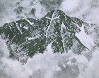 1930s A Snow Cross on the Rocky Mountains Original Vintage Print - Mounted and Matted - Available Framed