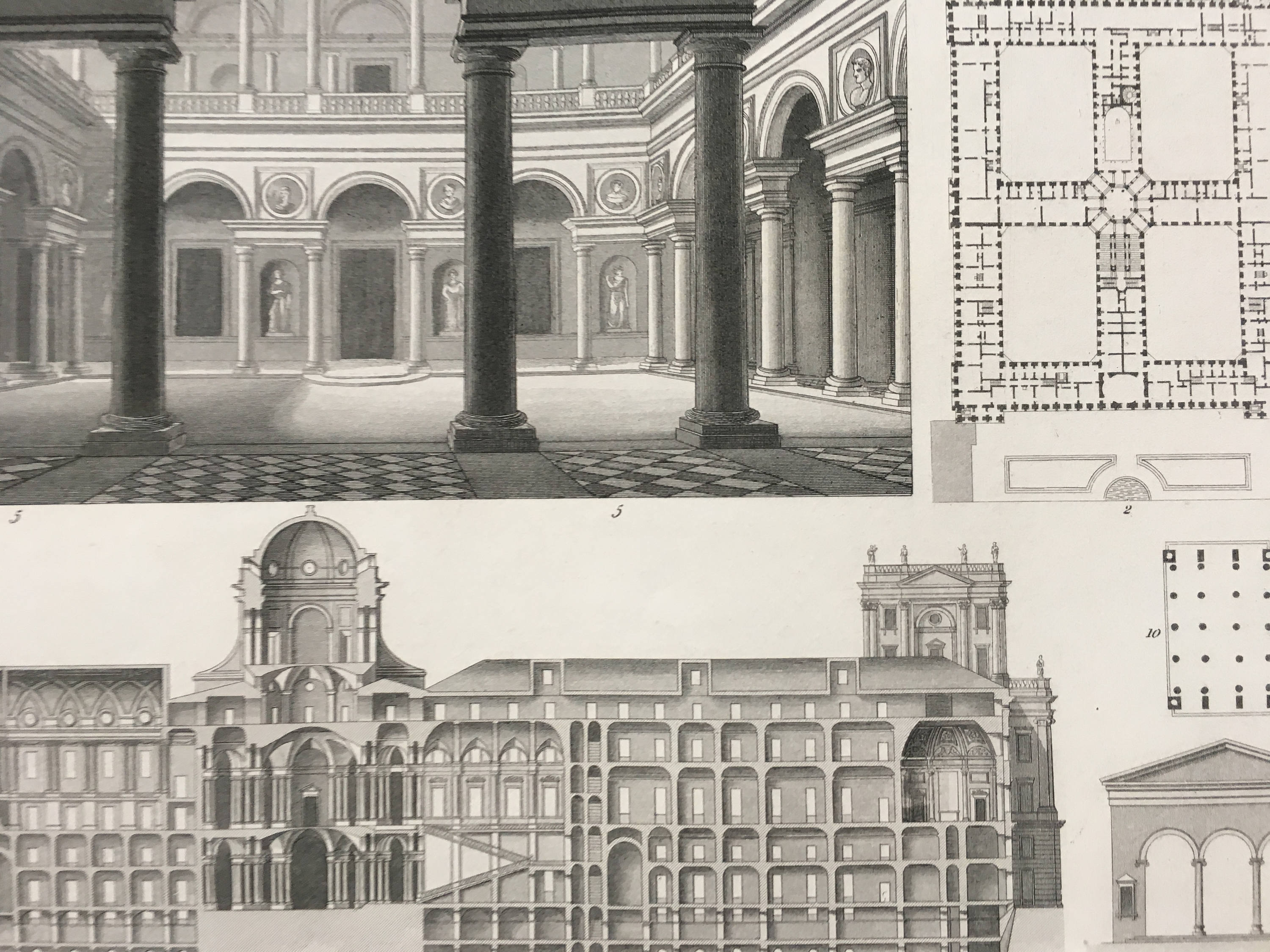 1849 Italian Renaissance Architecture Large Original Antique Engraving