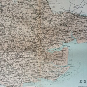 Carte ancienne originale d'Essex de 1868 - Comté du Royaume-Uni - Comté d'Angleterre - Décoration murale