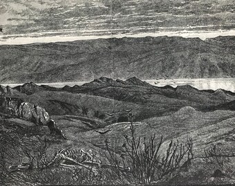 1880 The Wilderness of Judaea Original Antique Engraving - Mounted and Matted - Available Framed - Landscape - Israel - Palestine