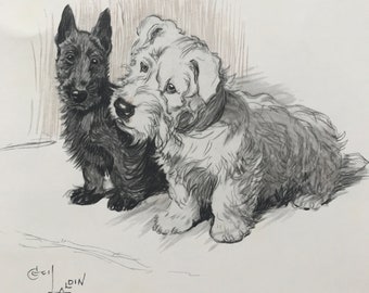 1930 Original Vintage Print - Cecil Aldin Illustration - Animal Art - Canine Decor - Dog Lover Gift - Puppy - Available Framed