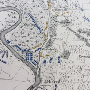 1875 Schlacht von Arcole, November 1796, dritter Tag, Originale antike Karte - Französisch - Österreichisch - Schlachtkarte - Militärgeschichte - gerahmt erhältlich