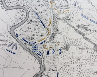 1875 Battle of Arcole, November 1796, Third Day, Original Antique Map - French - Austrian - Battle Map - Military History - Available Framed