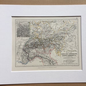 1875, Norditalien, Schweiz, Süddeutschland, Schlachten von 1796, Originale antike Landkarte - Schlachtkarte - Militärgeschichte - gerahmt erhältlich
