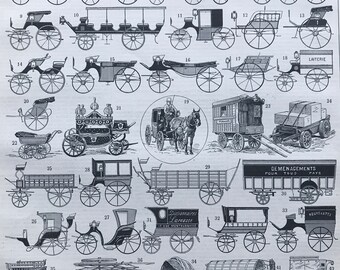 1897 Motor Cars Original Antique Print - Vehicle - Car - Automobile - Mounted and Matted - Available Framed