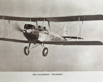 1931 The Blackburn 'Bluebird' Original Vintage Photo Print  - Airplane -  British Aircraft - Aviation - Available Framed