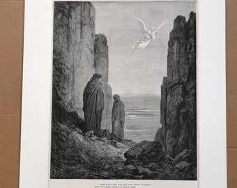 1880 Dante's Purgatory and Paradise Original Antique Gustave Dore Engraving - Dante Alighieri - Mounted and Matted - Available Framed