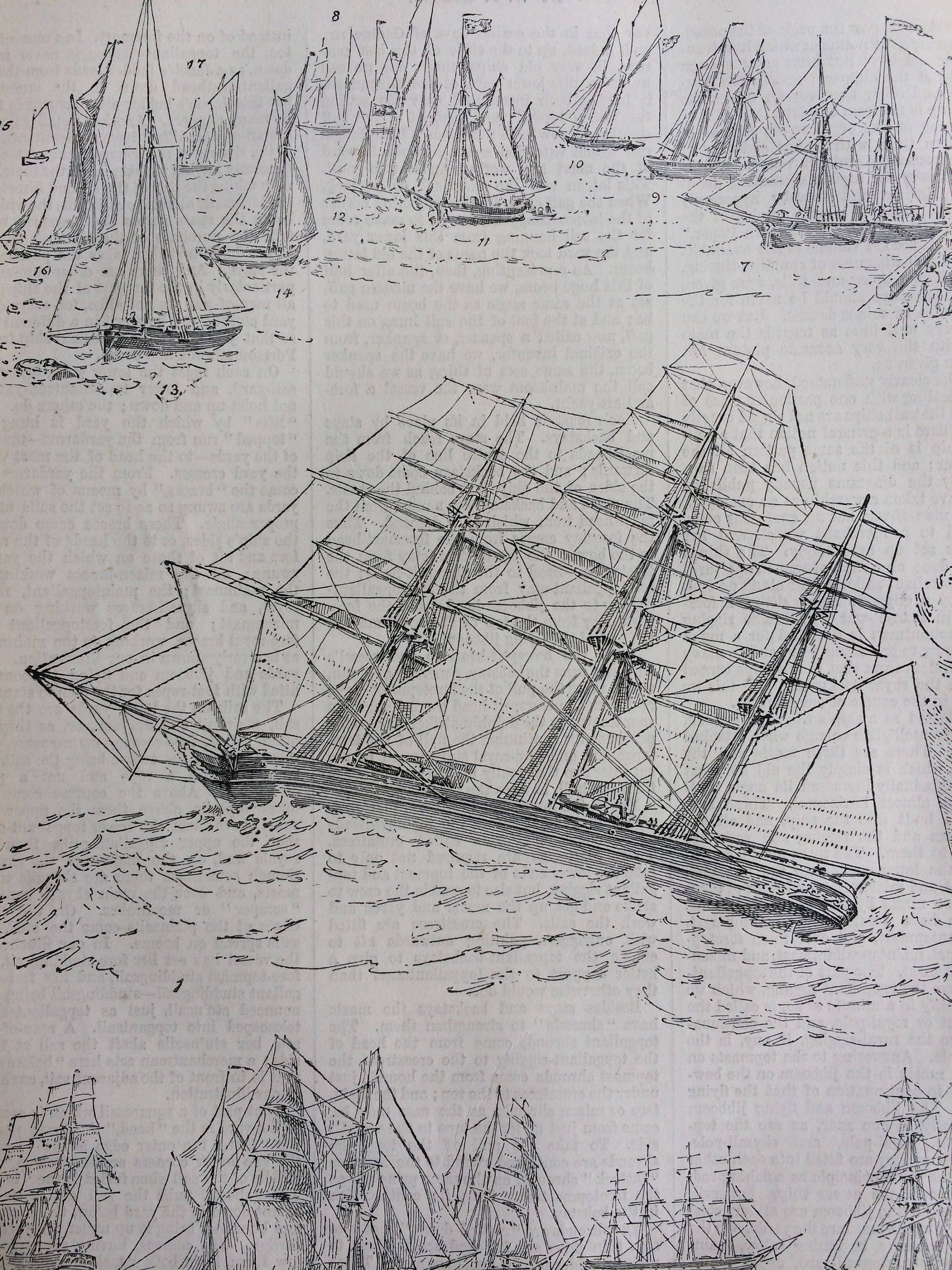 Victorian Rig 1891 Rigging and Rigs by H. Coish Original Antique Engraving - matted ...