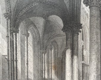 1836 Canterbury Cathedral - View from Trinity ChapelOriginal Antique Engraving - Architecture - Mounted and Matted - Available Framed