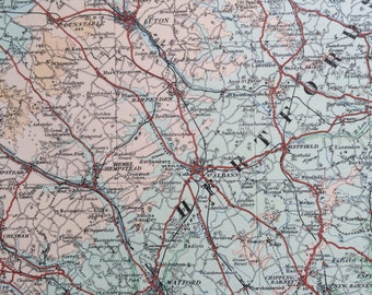 1922 Essex, Hertfordshire, London, Middlesex Original Antique Panorama Map - Ordnance Survey