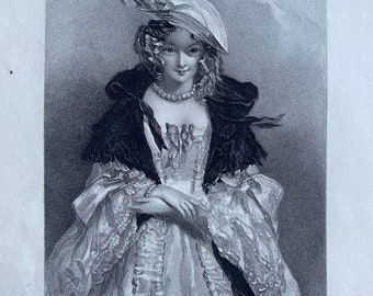 1836 Phoebe Original Antique Print - Engraving - Portrait - Mounted and Matted - Available Framed