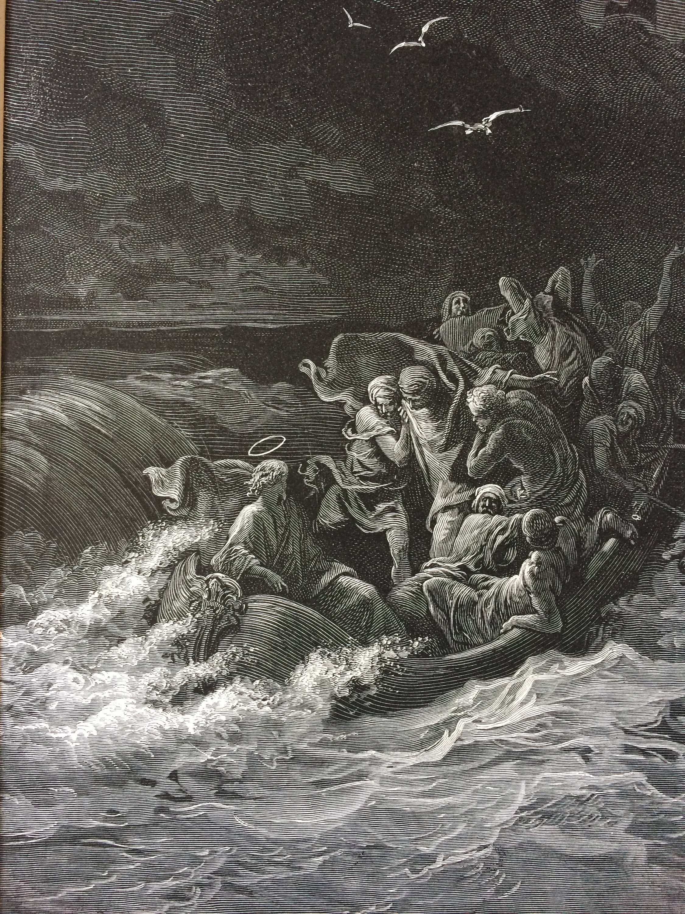 1870 Jesus stilling the Tempest Original Antique Gustave Dore Engraving ...