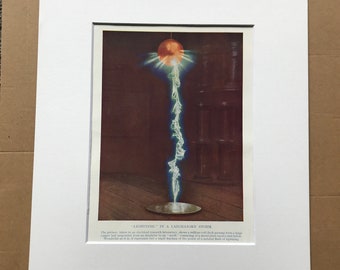 1937 Lightning in a Laboratory Storm Original Vintage Print - Science - Education - Mounted and Matted - Available Framed