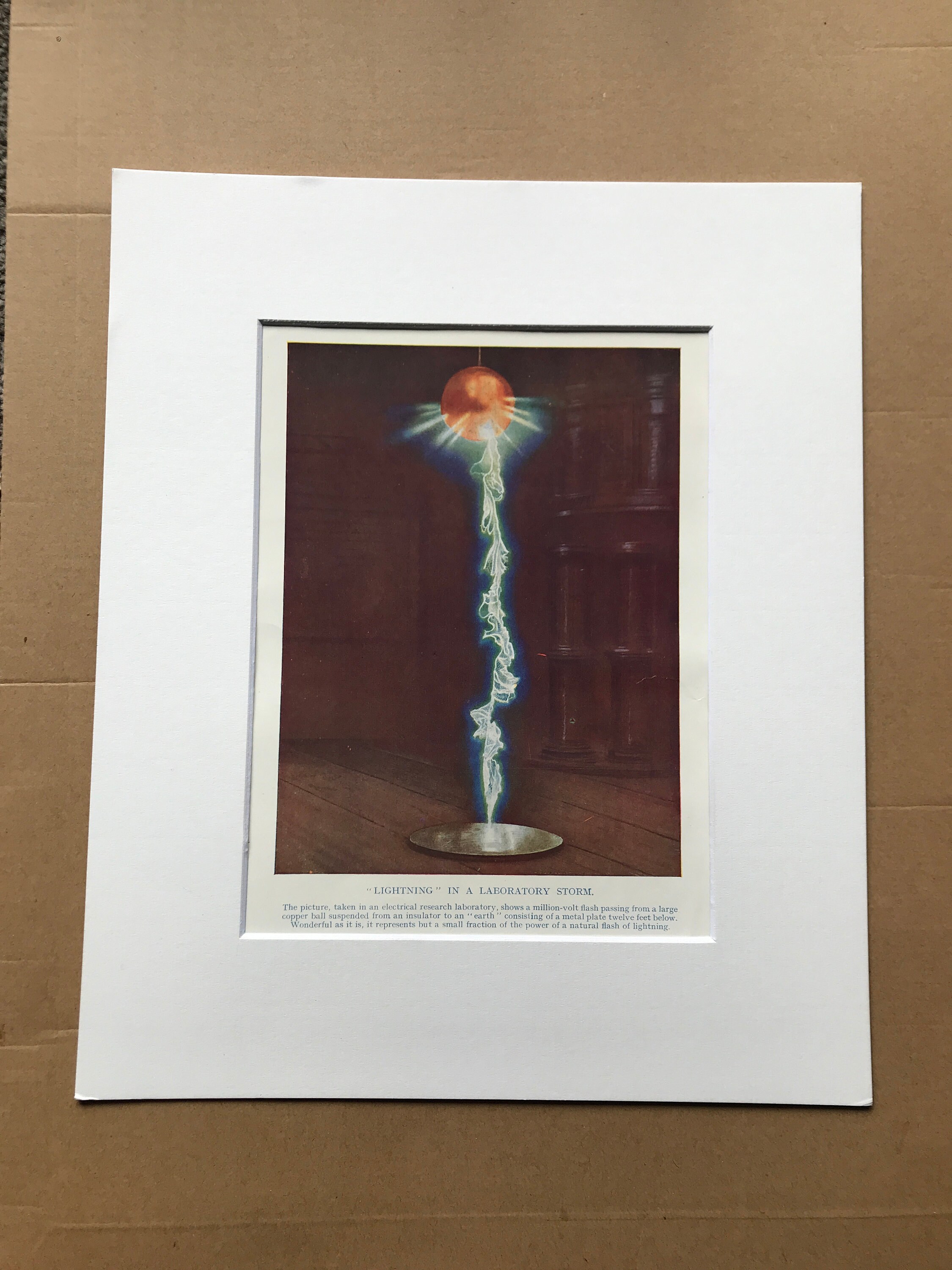 1937 Lightning in a Laboratory Storm Original Vintage Print Science