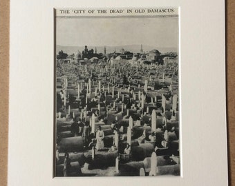 1940s The 'City of the Dead' in Old Damascus Original Vintage Print - Mounted and Matted - Cemetery - Graveyard - Available Framed