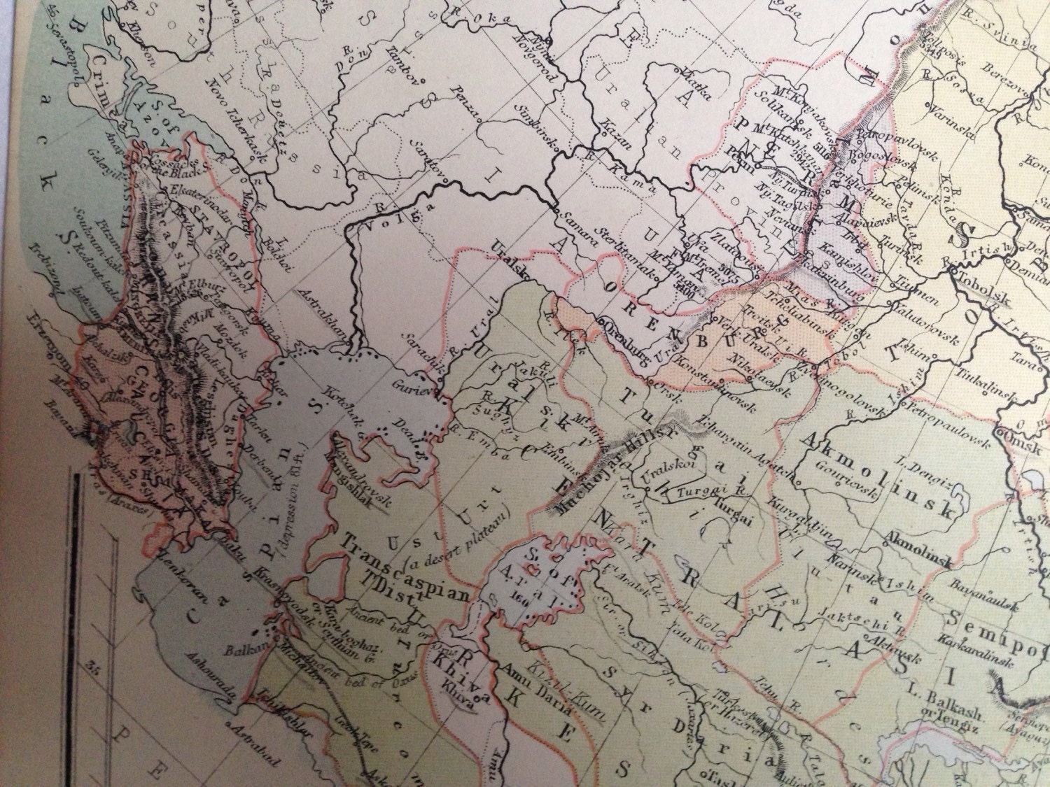 central asia caucasus siberia antique asia vintage 1887 RUSSIA IN ASIA map colour historical original central asia caucasus siberia antique asia vintage 1887 RUSSIA IN ASIA map colour historical original