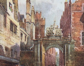 1907 Trinity College Nevile's Gate, Cambridge University Original Antique Print - Mounted and Matted - Available Framed