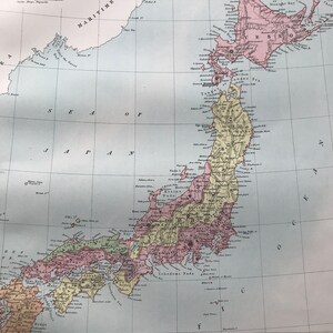 1876 Japan große antike A & C schwarze Landkarte mit Nebenkarte von Yedo - Tokyo - Kartographie - Vintage Wandkarte - Japanische Geschichte