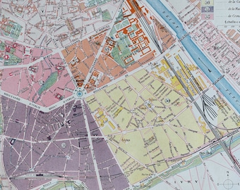 1898 Paris - Treizieme Arrondissement Original Antique Map - France - Parisian Decor - City Plan - Mounted and Matted - Available Framed