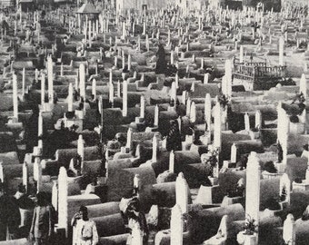 1930s The City of Dead in Damascus Original Vintage Print - Syria - Cemetery - Graveyard - Mounted and Matted - Available Framed